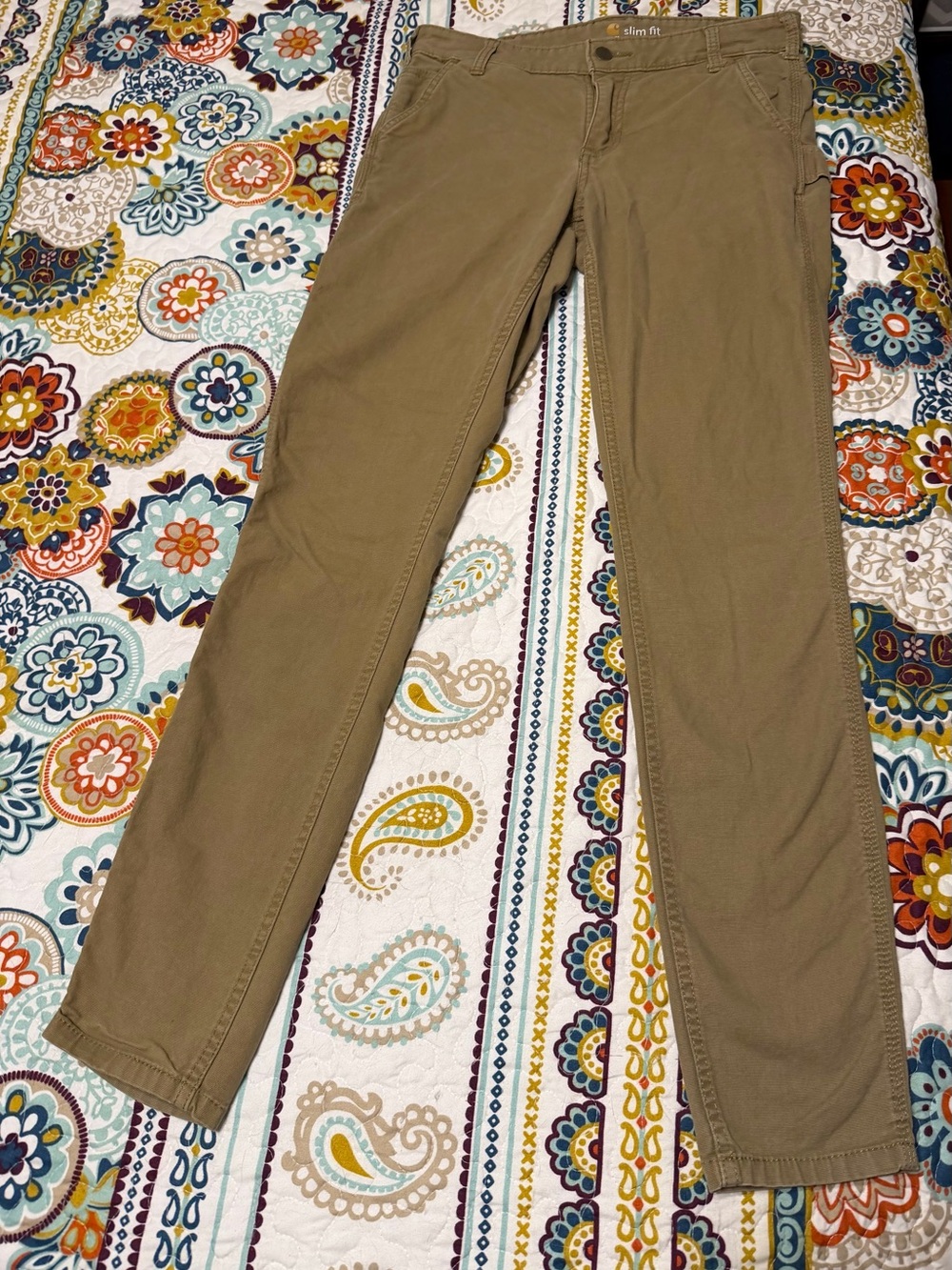 Women’s Carhartt Crawford Slim Fit Olive/Tan Pants